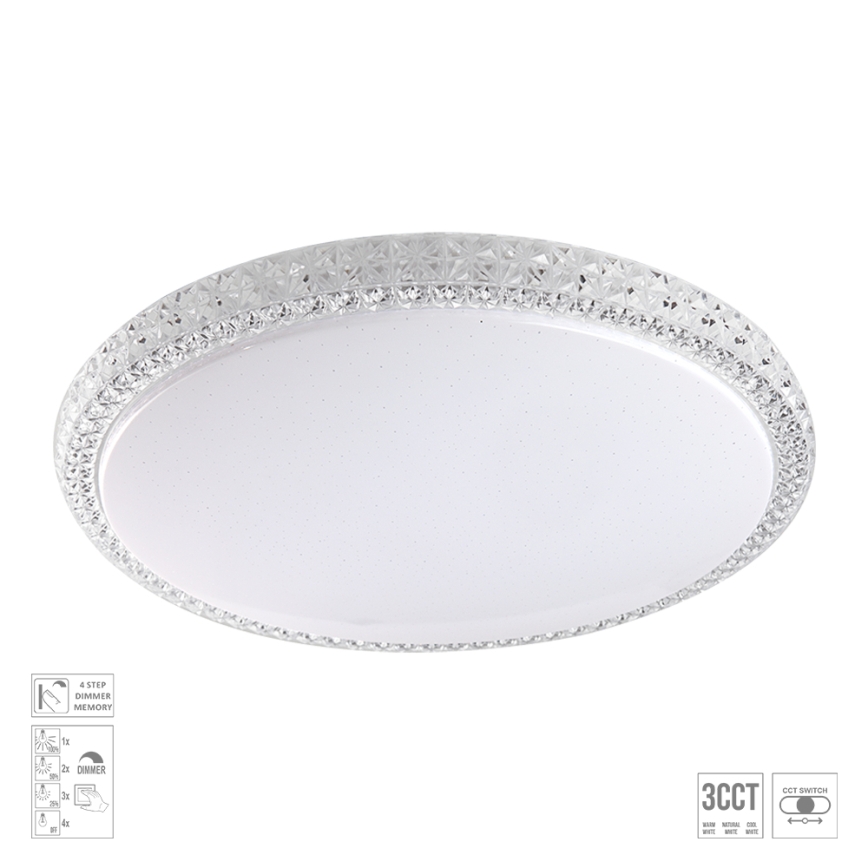 Prezent 71340 - LED dimmbare Deckenleuchte AMBIA LED/40W/230V 3000/4000/6500K Ø 49,5 cm klar