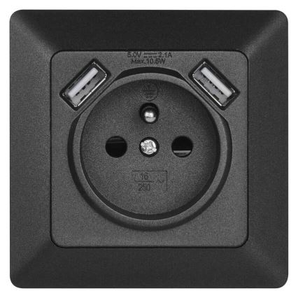 Prise domestique avec USB 250V/16A anthracite