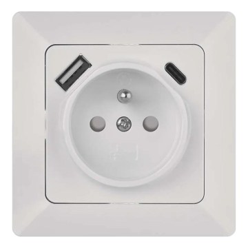 Prise murale domestique avec ports USB-A et USB-C