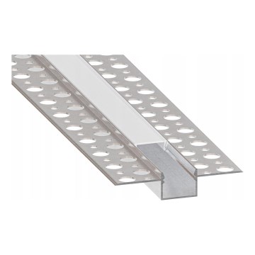Profil encastrable pour rubans LED 1 m, coloris argenté/blanc