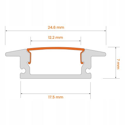 Profil encastrable pour rubans LED 1 m, noir/blanc