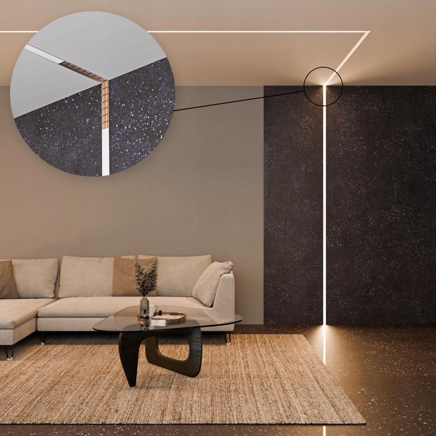 Profil encastrable pour rubans LED — 1 m, argenté/blanc