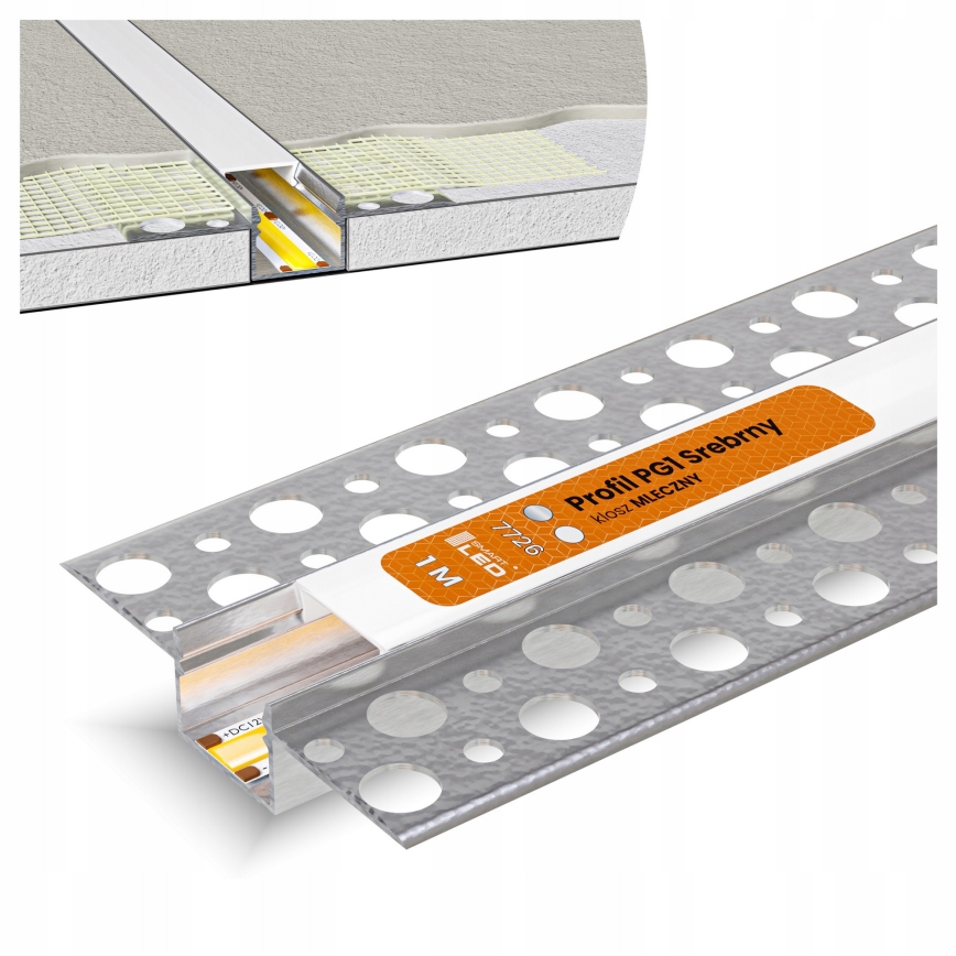 Profilo da incasso per strisce LED 1 m argento/bianco