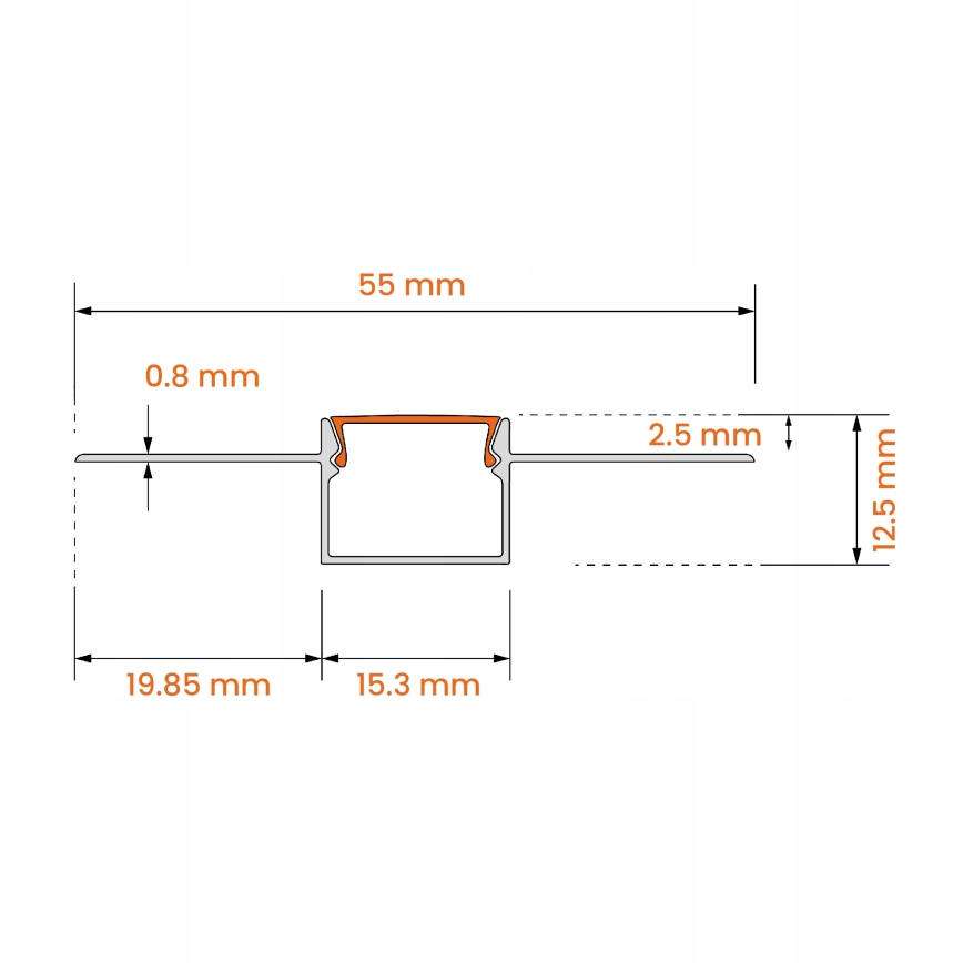 Profilo da incasso per strisce LED 1 m argento/bianco