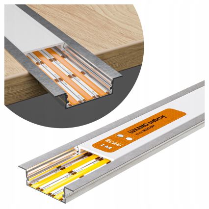 Profilo da incasso per strisce LED 1 m argento/bianco