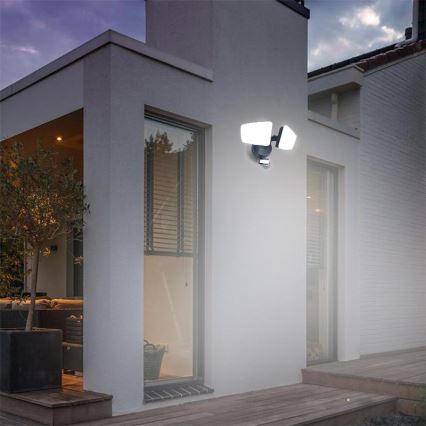 Proiettore da esterno a LED con sensore LED/24W/230V 3000/4000/6000K IP54 nero