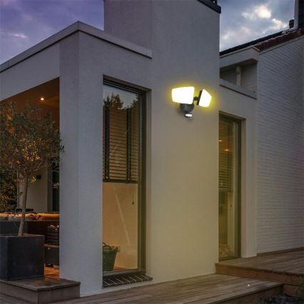 Proiettore da esterno a LED con sensore LED/24W/230V 3000/4000/6000K IP54 nero