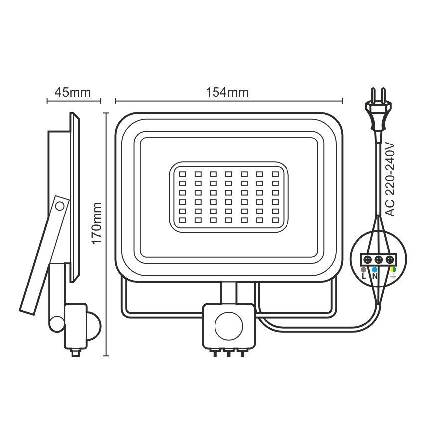 Proiettore LED con sensore LED/30W/230V 4000K IP44