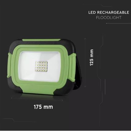 Proiettore LED dimmerabile ricaricabile SAMSUNG CHIP + funzione SOS LED/20W/3,7V/USB IP44 4000K 7200 mAh verde