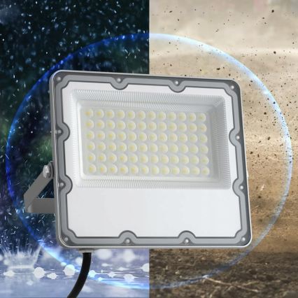 Proiettore LED per esterni, 50 W, 230 V, 4500 K, IP65, grigio