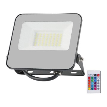 Proiettore LED RGBW dimmerabile LED/30W/230V IP65 grigio + Telecomando