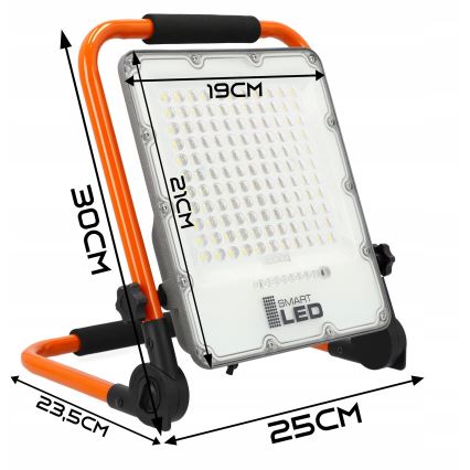 Proiettore LED ricaricabile con stativo LED/50W/3,2V 4500K 10000 mAh IP65 arancione