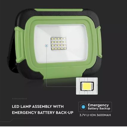 Proiettore LED ricaricabile SAMSUNG CHIP + funzione SOS LED/20W/3,7V/USB IP44 4000K verde