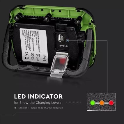 Proiettore LED ricaricabile SAMSUNG CHIP + funzione SOS LED/20W/3,7V/USB IP44 4000K verde