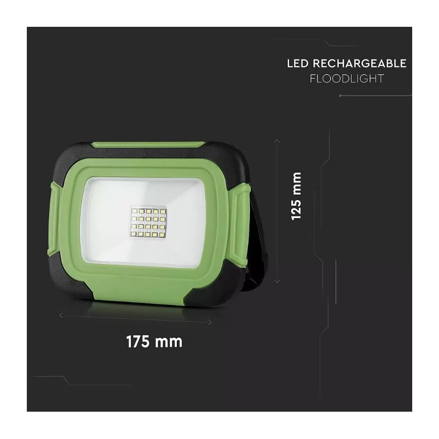 Proiettore LED ricaricabile SAMSUNG CHIP + funzione SOS LED/20W/3,7V/USB IP44 4000K verde