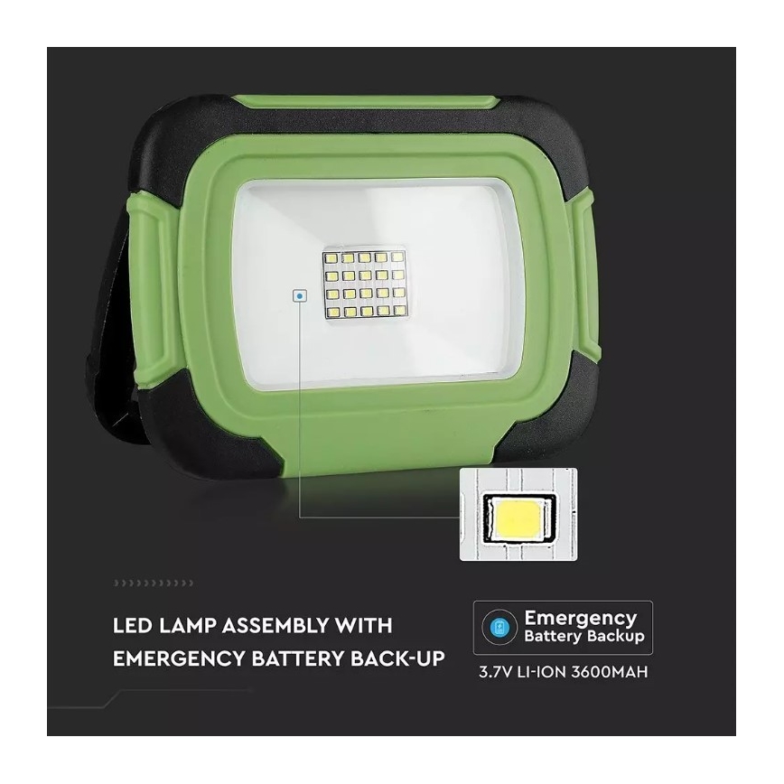 Proiettore LED ricaricabile SAMSUNG CHIP LED/10W/3,7V IP44 4000K verde