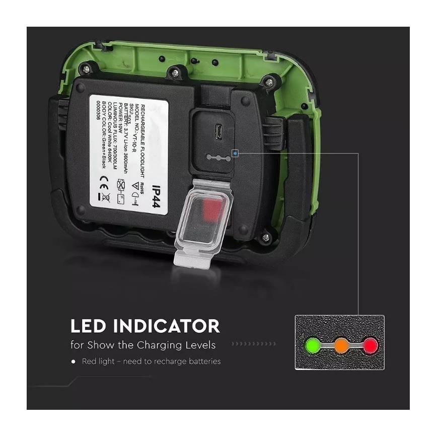 Proiettore LED ricaricabile SAMSUNG CHIP LED/10W/3,7V IP44 4000K verde
