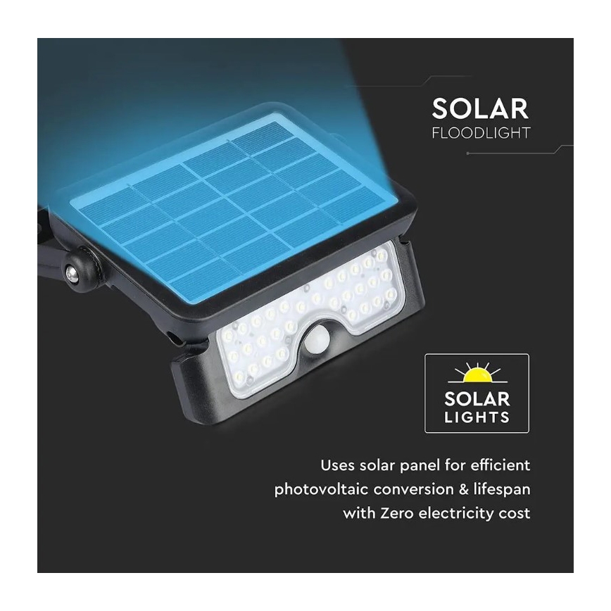 Proiettore solare a LED con sensore LED/5W/3,7V IP65 4000K