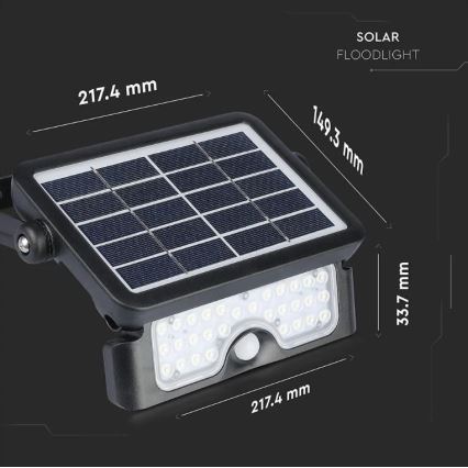 Proiettore solare a LED con sensore LED/5W/3,7V IP65 4000K