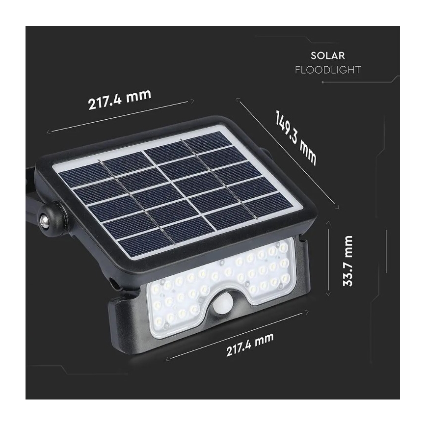 Proiettore solare a LED con sensore LED/5W/3,7V IP65 4000K