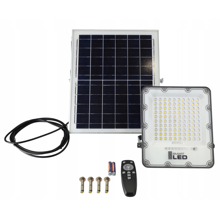 Faro solare LED dimmerabile LED/150W/3,2V 5000K 15000 mAh IP65 nero + telecomando