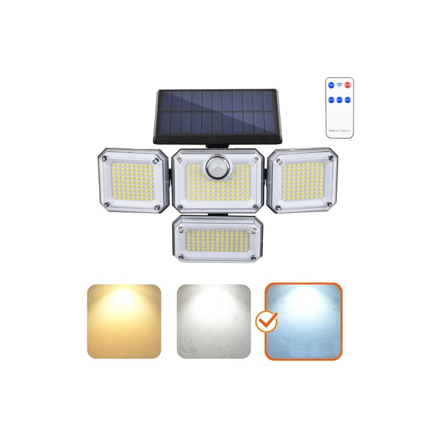 Proiettore solare con sensore GLOW LED/2,5W/3,7V 6500K IP44 2400 mAh + telecomando