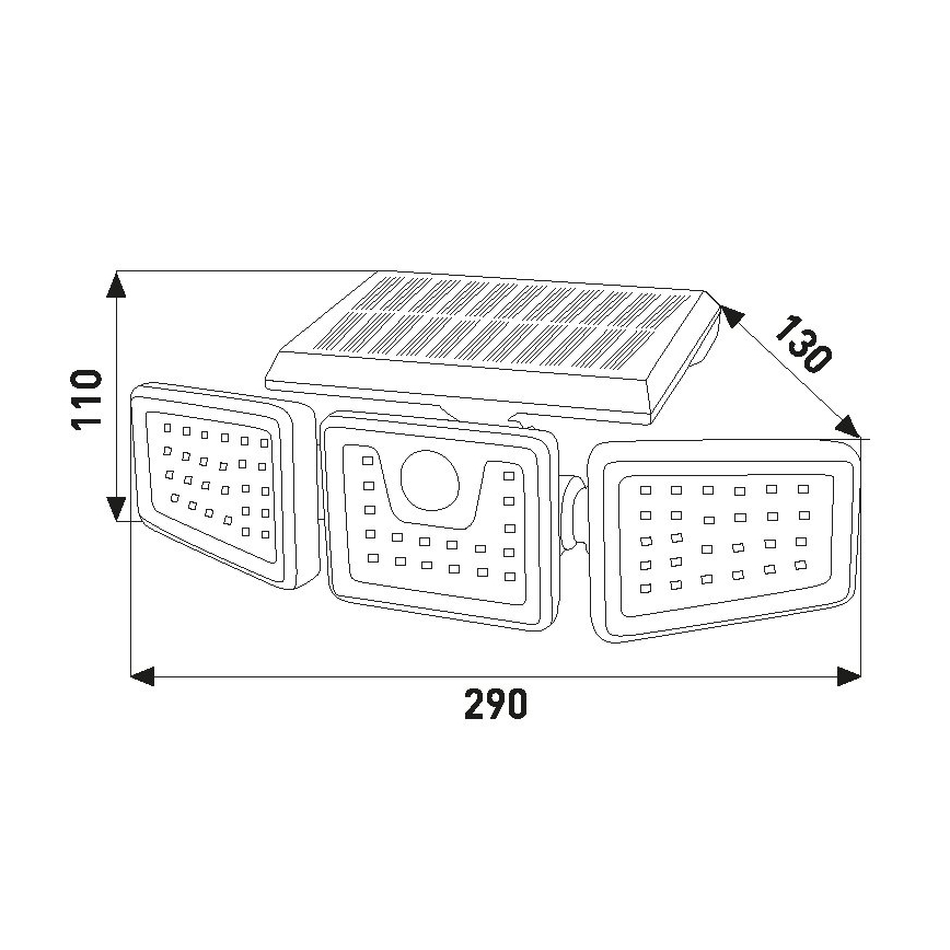 Proiettore solare LED con sensore LED/14W/3,7V 1800 mAh IP44