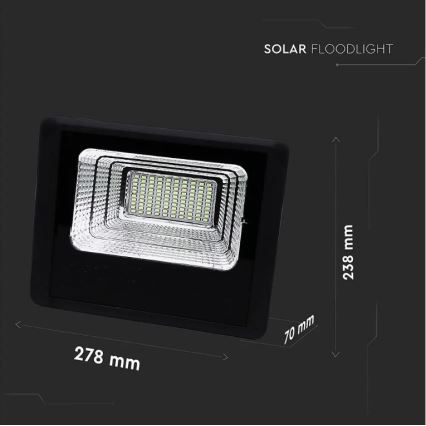 Proiettore solare LED dimmerabile LED/20W/6,4V 4000K IP65 + telecomando