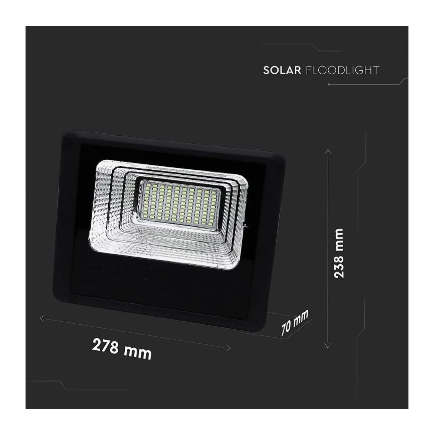 Proiettore solare LED dimmerabile LED/20W/6,4V 4000K IP65 + telecomando