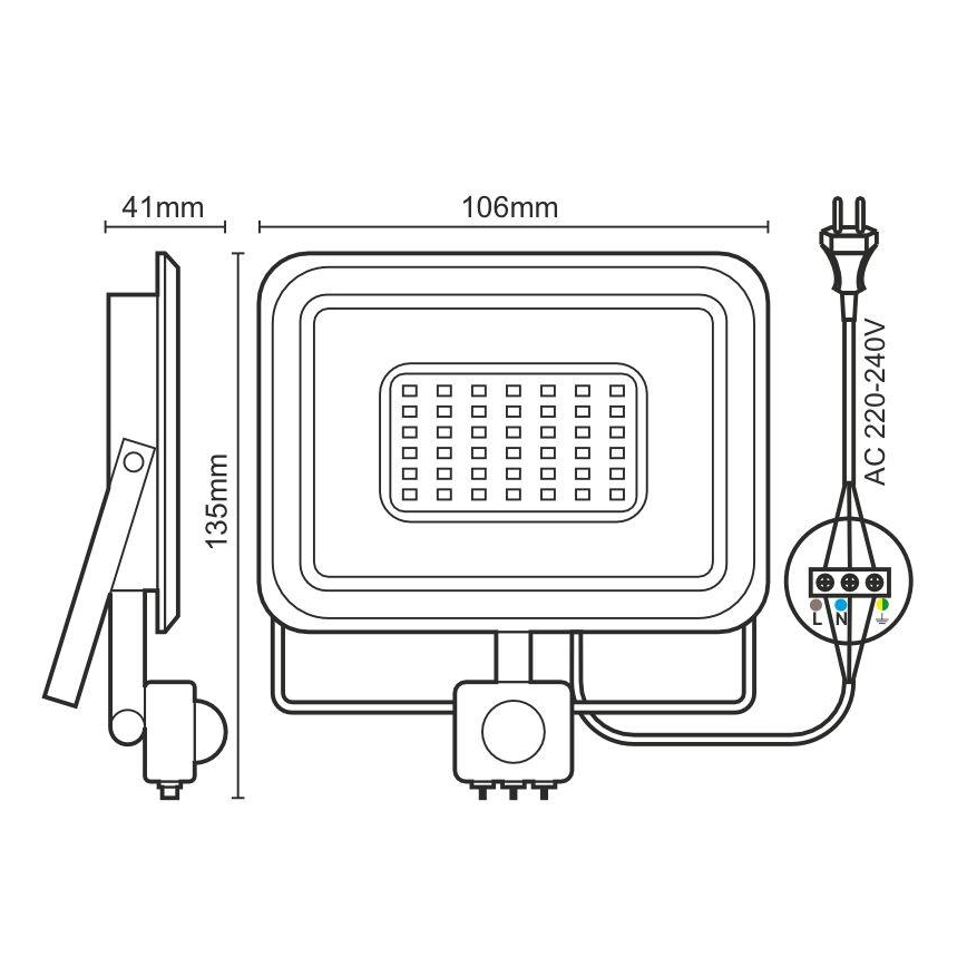 Projecteur avec détecteur LED/10W/230V 4000K IP44