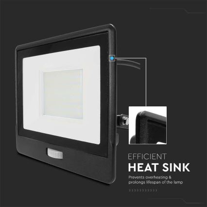 Projecteur avec détecteur LED/50W/230V 6500K IP65 noir