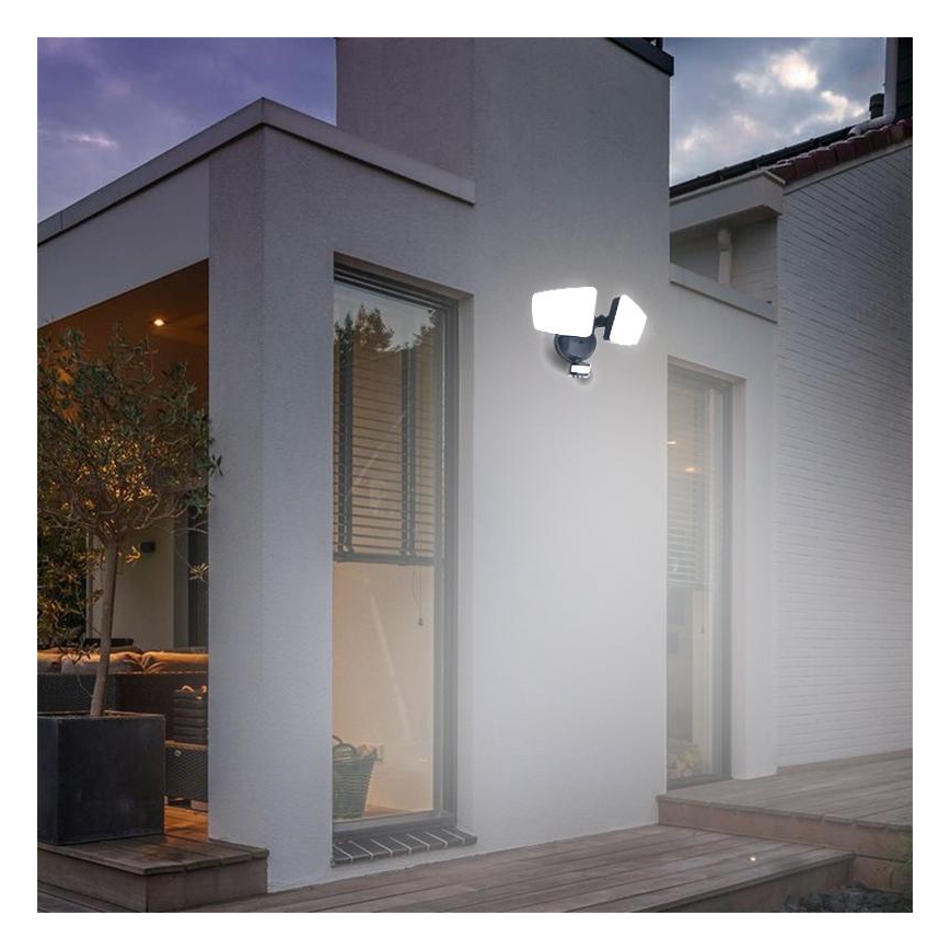 Projecteur extérieur avec détecteur LED/24W/230V 3000/4000/6000K IP54 noir