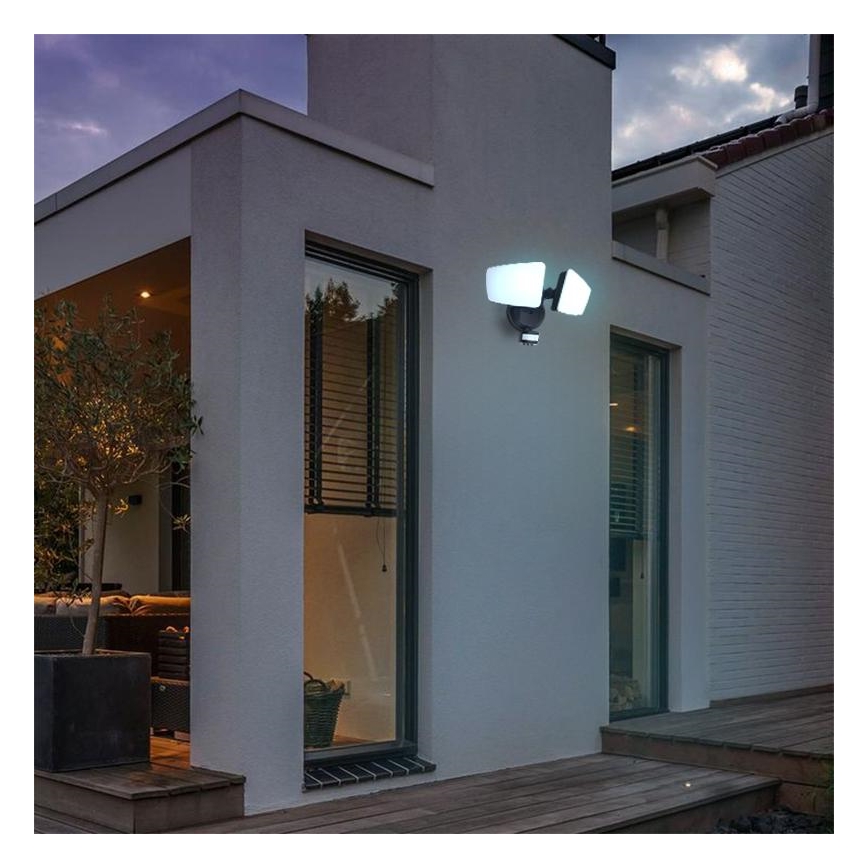 Projecteur extérieur avec détecteur LED/24W/230V 3000/4000/6000K IP54 noir