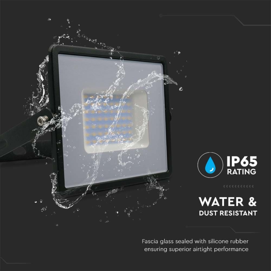 Projecteur LED/50W/230V 6500K IP65 noir