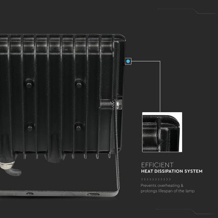 Projecteur LED/50W/230V 6500K IP65 noir