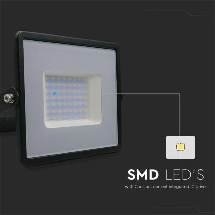 Projecteur LED/50W/230V 6500K IP65 noir