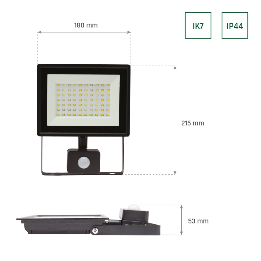 Projecteur LED avec détecteur de mouvement NOCTIS LUX 3 3 LED/50W/230V 3000K IP44 noir