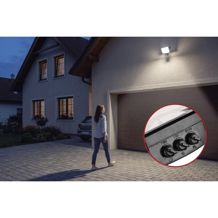 Projecteur LED avec détecteur de mouvement et cellule crépusculaire TAMBO EVO LED/30W/230V 4000K IP44 noir