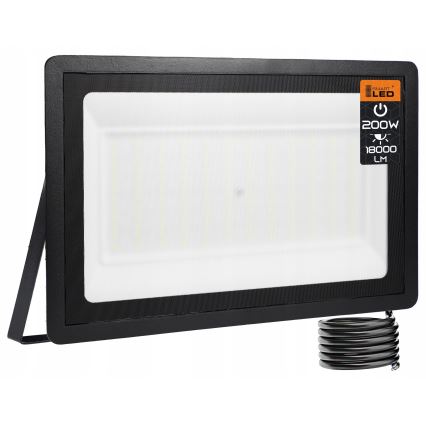 Projecteur LED d'extérieur 200 W, 230 V, 4500 K, IP65, noir