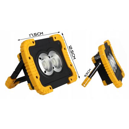Projecteur LED rechargeable avec fonction powerbank LED/20W/5V 4400 mAh IP44 noir/jaune
