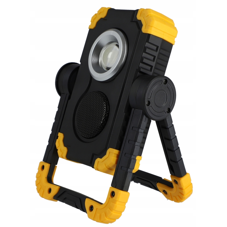 Projecteur LED rechargeable avec haut-parleur et fonction powerbank LED/10W/5V 4400 mAh IP44 noir/jaune