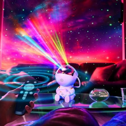Projecteur LED RGB LED/5W/5V en forme d'astronaute + télécommande