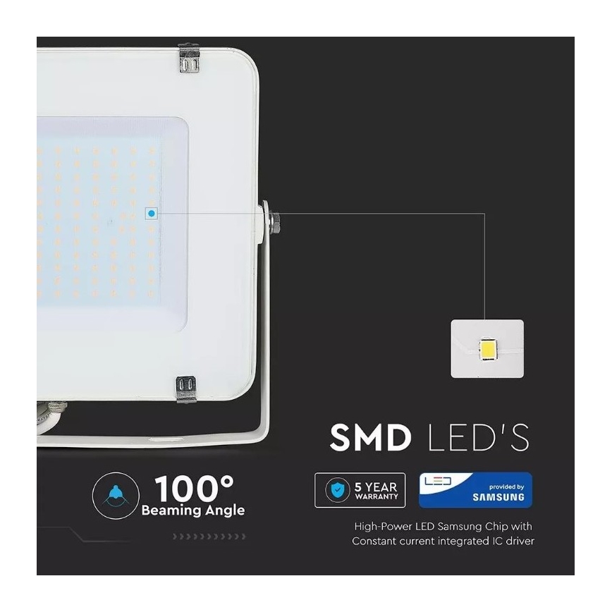Projecteur LED SAMSUNG CHIP LED/150W/230V 3000K IP65 blanc