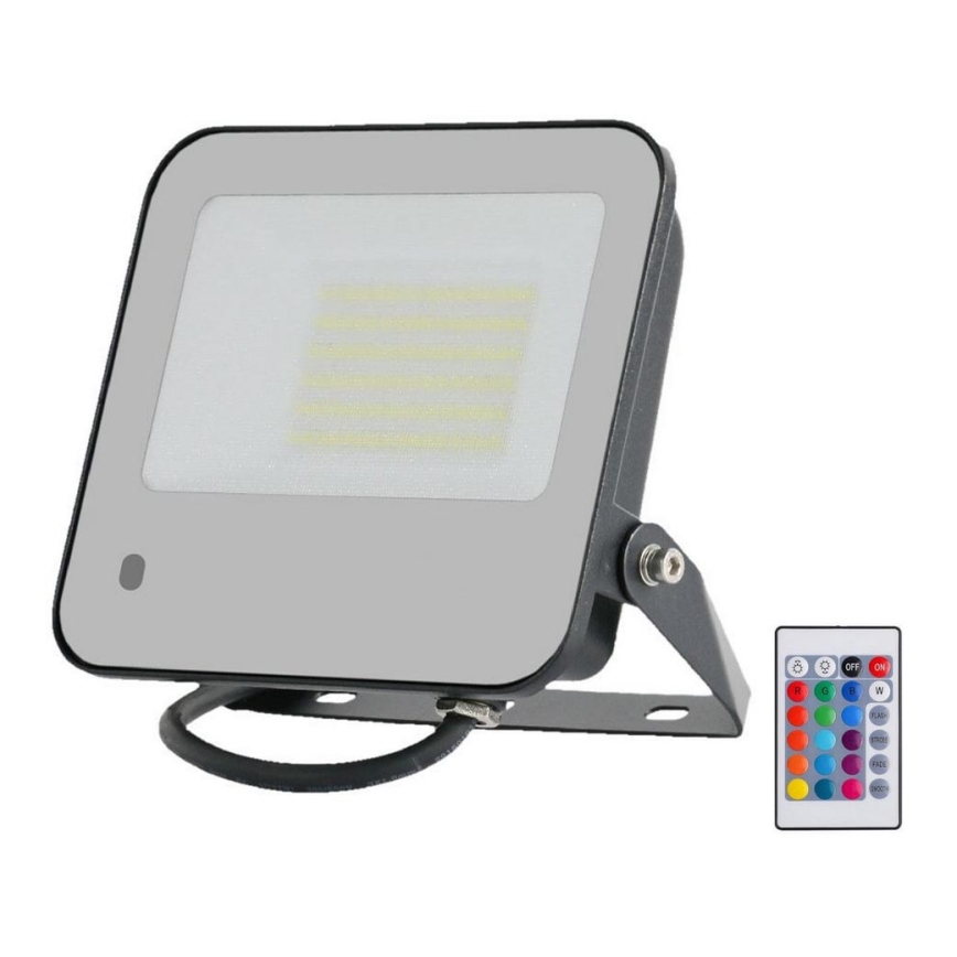 Projecteur RGBW à intensité variable LED/50W/230V IP65 gris + télécommande