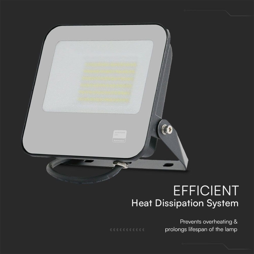 Projecteur SAMSUNG CHIP LED/50W/230V 6500K IP65 noir