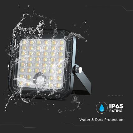 Projecteur solaire à intensité variable avec détecteur LED/10W/3,7V 4000/6000K IP65 + télécommande