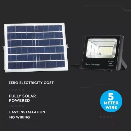 Projecteur solaire à intensité variable LED/16W/3,2V 4000K IP65 + télécommande