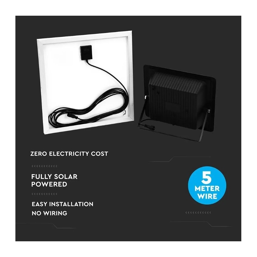 Projecteur solaire à intensité variable LED/20W/6,4V 4000K IP65 + télécommande