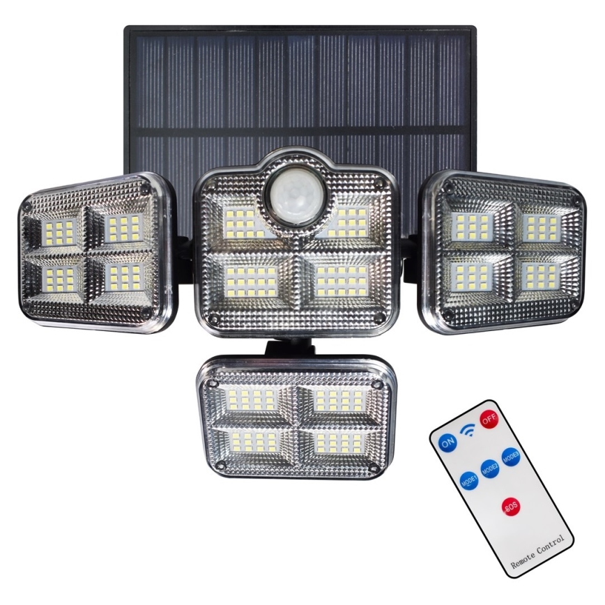 Projecteur solaire avec détecteur de mouvement et de crépuscule LED/30W/3,7V 2400 mAh IP47 + télécommande