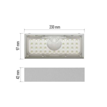 Projecteur solaire avec détecteur de mouvement LED/3,7V 3000mAh 4000K IP65 blanc